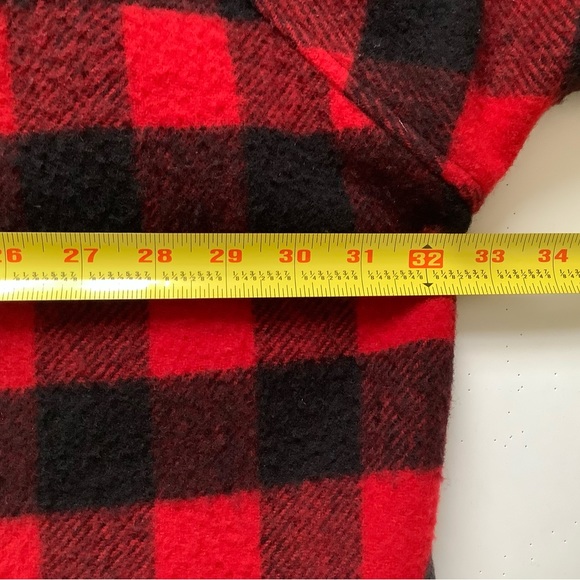 Red Buffalo Check Hooded Woolrich Poncho - Picture 12 of 15